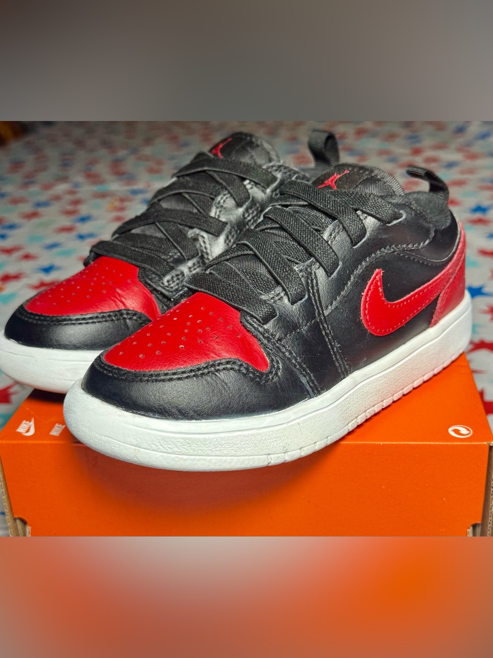 Nike Air Jordan 1 Low ALT PS Bred Twist Kids 12.5C Black Red DR9748-067